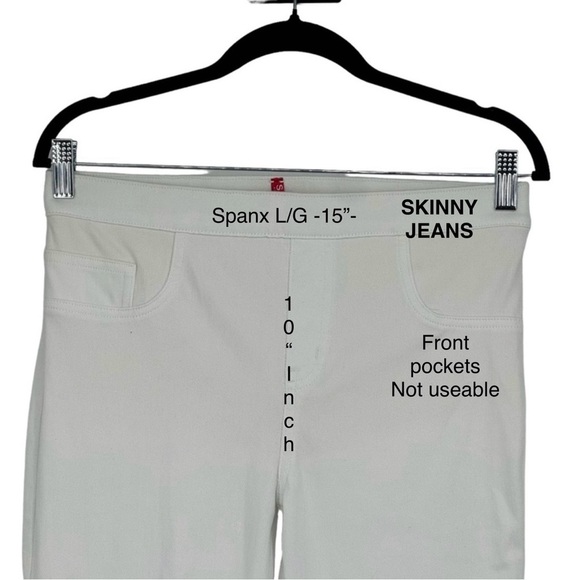Spanx Large White Pull On Cotton/Polyester/Elastane Jeans w Faux Front Pockets - Picture 1 of 8